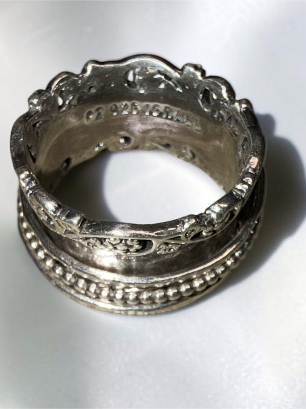 OR PAZ PZ 925 Sterling Silver Floral Beaded Band Ring Vintage Israel Sz 7 Spinne - Picture 5 of 5